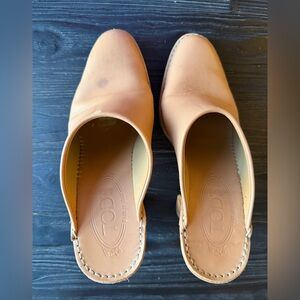 Tod's Brown Leather Slip-On Heeled Clog